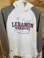 Lebanon Warriors hooded performance gray and white, Berry Spring 2021